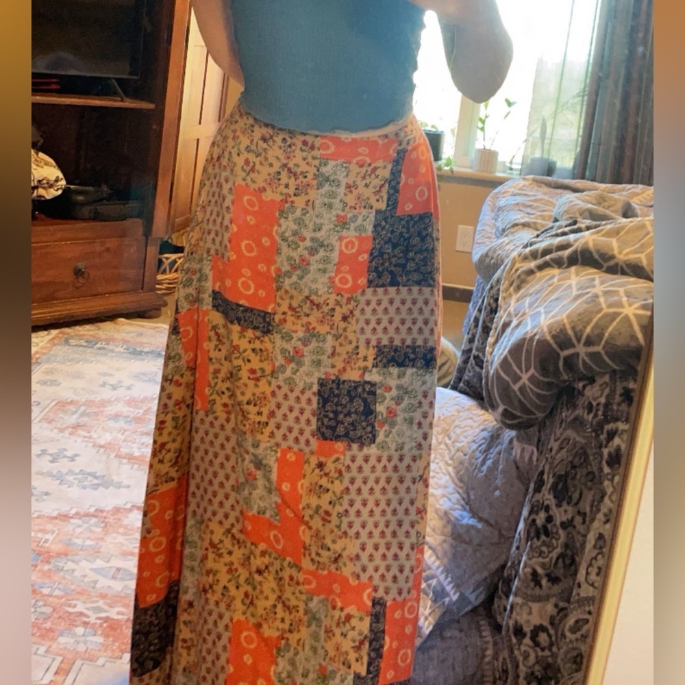 Patchwork Maxi Skirt - Multicolor - image 1